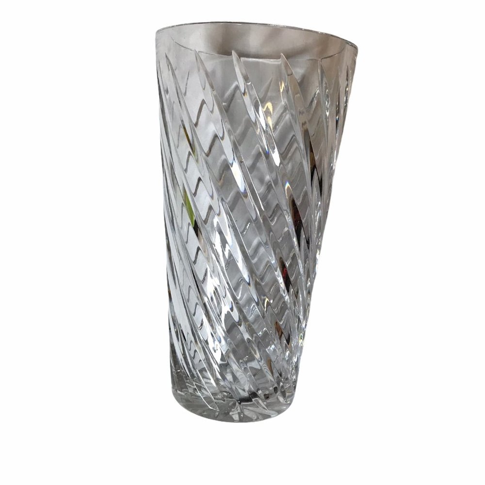 Heavy Crystal Glass Vase, Tall, Large, 10" Clear